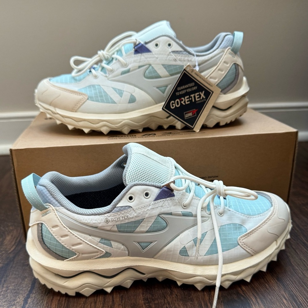 Mizuno Wave Mujin TL Gore-Tex Shoes Sand Blue Men Size 8 New No Box Top
